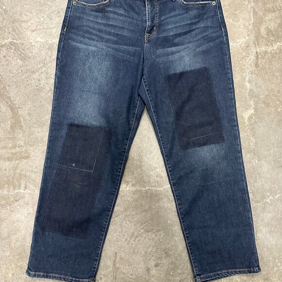 LOGO by Lori Goldstein Petite Shadow Patch Boyfriend Jeans sz 12P - Picture 3 of 8